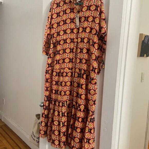 Tuckernuck Honeycomb Bloom‎ Marisol Tie-Waist Caftan, Medium - Picture 3 of 5